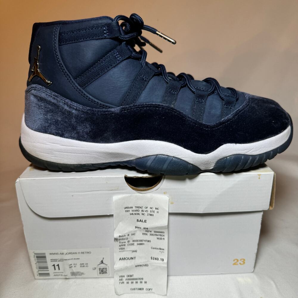 Size 11 - Wmns Air Jordan 11 Retro Midnight Navy Velvet Women's Shoes